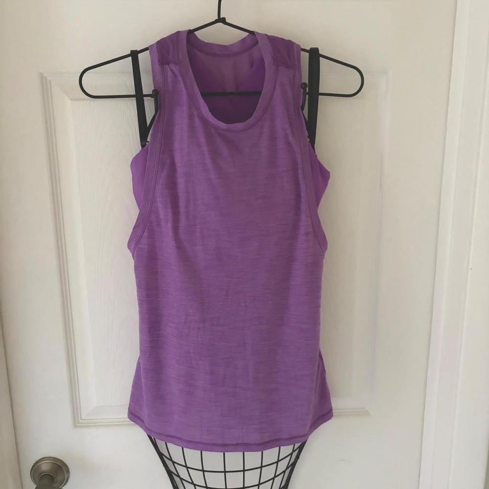 Lululemon Womens 6 Purple Scoop Neck Athletic Tank Top Built In Bra Yoga